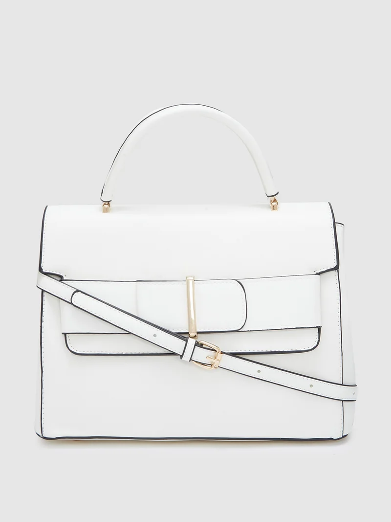 جلو باص حقيبة يد نسائية بيضاء سادة كاجوال